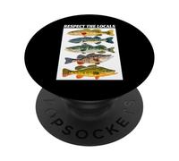 Vintage Bass Fishing Fish Chart Rispetta la gente del posto PopSockets PopGrip Adesivo