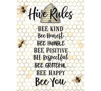 Vintage Be Kind Honey Bee Bumble Bee Be Kind Bee Honey Bee Poster Targa in metallo e alluminio, decorazione da parete, 8x6 pollici