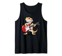 Vintage Bearded Dragon Punk Music Playing Guitar Canotta