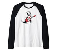 Vintage Bearded Dragons Punk Music Playing Guitar Maglia con Maniche Raglan