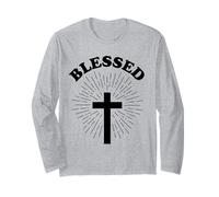 Vintage Beato Cristiano Fede Croce Gesù Amante Spirituale Maglia a Manica