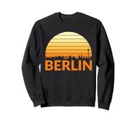 Vintage Berlino Cityscape Silhouette Tramonto Retro Design Felpa