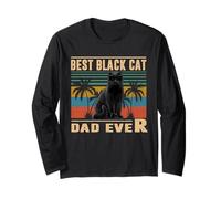 Vintage Best Cat Dad Ever Funny Black Cat for Fathers Day Maglia a Manica