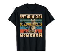 Vintage Best Cat Mom Ever Funny Maine Coon Cat Mothers Day Maglietta