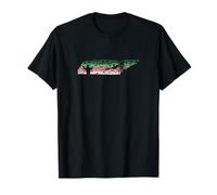 Vintage Big Fly Rainbow Trout Tennessee Mappa Pesca a Mosca Maglietta