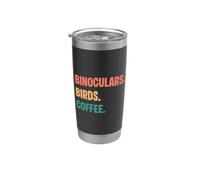 Vintage Binocolo Uccelli Coffee Lovers Bicchiere termico in acciaio inox doppia parete