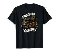 Vintage Biplane Aviator Spirit Retro Airplane Pilot Maglietta