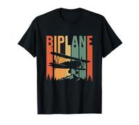 Vintage Biplano Aereo Retro Aviazione Pilota Volare Maglietta