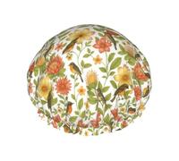 Vintage Bird And Flower Cuffia Da Bagno Per Donna Comodo Cuffia Da Bagno Con Elastici Cuffie Capelli Per Spa Hotel Salone
