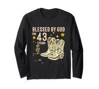 Vintage Blessed By God for 43 Anni Cowboy 43 ° Compleanno Uomini Maglia a Manica