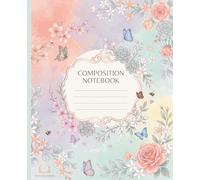 Vintage Bloom Aesthetic Composition Notebook: College Ruled Grey Lined Sheets for Personal Journaling and Writing Standard Size 7.5 x 9.25 Inch