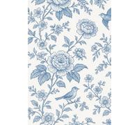 Vintage Blue Floral Bird Pattern - Toile-Inspired Botanical Print with Roses: 6"x9" Paperback Lined Journal - 100 Pages for Creative Ideas, Goals, and Planning