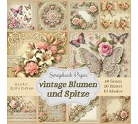 Vintage-Blumen- und Spitzenmotiven - Scrapbook-Papierkollektion: Romantische Motive: Zarte Blumen, Spitze und Schmetterlinge Format: 21,59 x 21,59 cm - 20 Blätter, 10 Designes, je 2x