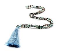 Vintage Bohemian En8 Agate di Fuoco Collane Per Le Donne Uomini 108 Perline Mala Pietra Naturale Lunga Nappa Collane, Pietra, Pietra naturale