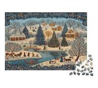 Vintage Bohemian Folk Art Puzzle 1000Pcs Beautiful Christmas Scene Decorazione Per La Casa. Rilassamento E Intelligence Per Adulti E Bambini Da 14 Anni 1000pcs (75x50cm)
