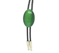 Vintage Bolotie Cravatta Fatta a Mano Occhio di Gatto Pietra Verde Gioielli Pendente Corda In Pelle Artificiale Collana Western Neckwear Pelle Bolo Tie
