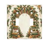 Vintage Book Arch Natale Decor Libri Doppio Interruttore Luce Piastra di | Rami sempreverdi, fette di arancia essiccata, nastri di arco, pila di libri antichi, decorazioni per la casa invernali
