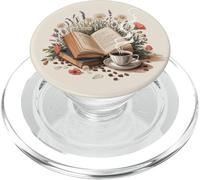 Vintage Books And Coffee Art Floral Reading Flower PopSockets PopGrip per MagSafe