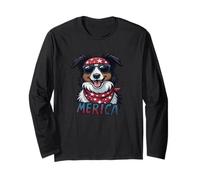 Vintage Border Collie 4 luglio Merica Maglia a Manica