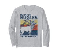Vintage Born for Bugles e Backcountry Retro Hunting Elk Maglia a Manica