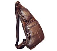 Vintage Borsa A Tracolla Borsa Monospalla in Pelle Pacchetto Crossbody Per Uomo Donna Viaggi Outdoor Shoulder Messenger Pack Zaino Daypack, Caffè