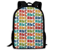 Vintage Borsa Da Viaggio English Letters Colorful Rucksack Impermeabile Backpack Per Escursionismo, Scuola, Idea Regalo, 42X32X14Cm