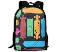 Vintage Borse Da Scuola Skateboard Cool Colorful Backpack Impermeabile Zaino Per Le Scuole Per Studenti, Adulti, Scuola, 42X32X14Cm