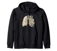 Vintage Botanical Lungs Art Respiratory Therapist Felpa con Cappuccio