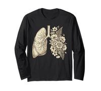 Vintage Botanical Lungs Art Respiratory Therapist Maglia a Manica