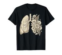 Vintage Botanical Lungs Art Respiratory Therapist Maglietta