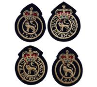 Vintage Britannica Toppe Civile Defence Regina Corona Insignia Distintivi X4