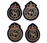Vintage Britannica Toppe Civile Defence Regina Corona Insignia Distintivi X4