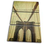Vintage Brooklyn Bridge USA TREBLE TELA parete arte foto stampa