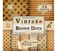 Vintage Brown Dots Scrapbook Paper: 24 Double-Sided Sheets with 12 Rustic & Patterned Designs for Origami, Collage, Decoupage, Mixed Media & Scrapbooking