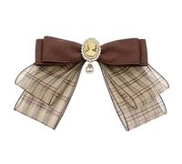Vintage Brown Nastro Bowtie Spilla Pin Studente Uniforme Camicia Jabot Colletto Pre Bowknot Cravatta Clip Camicia Jabot Colletto Cravatta