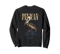Vintage Brown Pellicano Uccello Arte Natura Guard Felpa