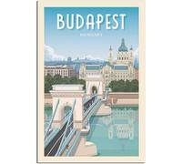 Vintage Budapest Hungary Viaggio Poster Retro Wall Art Tela Poster Art Print Casa Decorazione Camera Decorazione Non incorniciato 30x45cm
