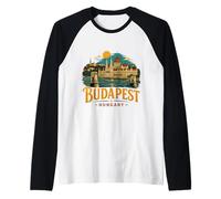 Vintage Budapest Ungheria Viaggi Souvenir Regalo Maglia con Maniche Raglan