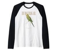 Vintage Budgerigar Bird Watching Arte Natura Amore Uccelli Maglia con Maniche Raglan