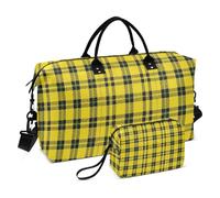Vintage Buffalo Plaid Quadri Giallo Decorativo Weekender/Pernottamento Duffel Sport Palestra Bag con Cinghia Regolabile per Trekking Grande Capacità Bolsa para en Avion