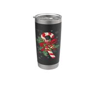 Vintage Buon Natale Candy Cane Vector Art v1 Bicchiere termico in acciaio inox doppia parete