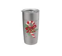 Vintage Buon Natale Candy Cane Vector Art v1 Bicchiere termico in acciaio inox doppia parete