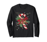 Vintage Buon Natale Candy Cane Vector Art v1 Maglia a Manica