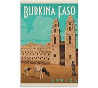 Vintage Burkina Faso Africa Viaggio Poster Retro Wall Art Tela Poster Art Print Casa Decorazione Camera Decorazione Non incorniciato 50x75cm