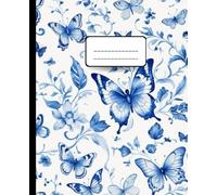 Vintage Butterfly Composition Notebook: College Ruled Journal with Blue Botanical Art | Aesthetic Notebook for Girls, Teens, and Women | Wide Lined Paper for School, Work, or Creativity
