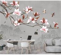 Vintage Caldo Rami Alpini Fiori Uccelli Carta Da Parati 3D Seta lusso Studio Sala Pranzo Divano Camera Per Mobili Letto Soggiorno Tv Muro-300cm×210cm