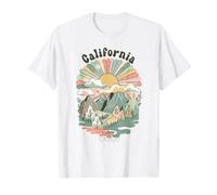 Vintage California USA Montagne Escursionismo Tramonto Groovy Maglietta