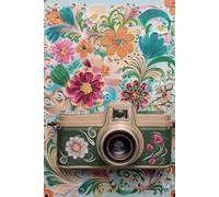 Vintage Camera Notebook with Vibrant Floral Art - 6x9 Lined Journal for Photography and Nature Lovers