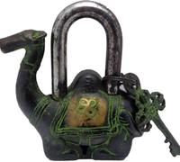 Vintage Cammello Forma Ottone Lucchetto 2 Chiavi Handmade Animale Figura i42-165