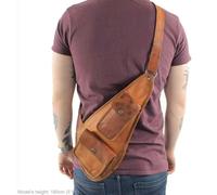 Vintage Capra pelle Marrone Spalla Fionda Borsa a Tracolla Zaino da Uomo e Donna